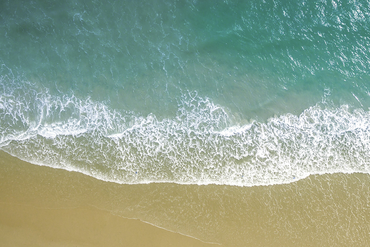 Drone view of ocean beach